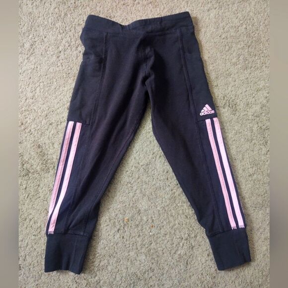 Adidas Athletic Girls Tights Black/Pink Size Small PRE-OWNED - Picture 1 of 5